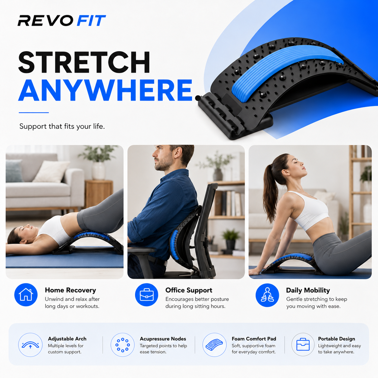 Revo Fit Back Stretch & Lumbar Support